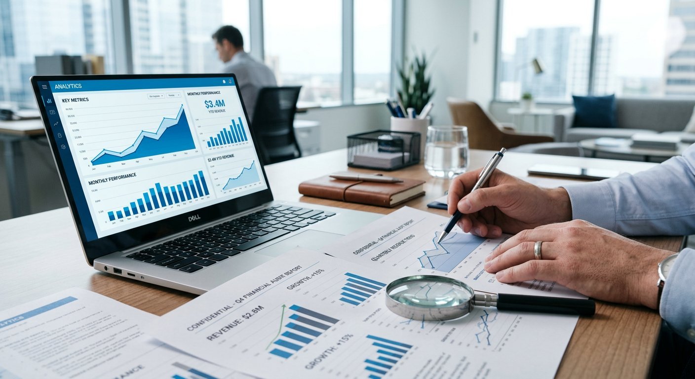 Revenue cycle management dashboard and financial charts